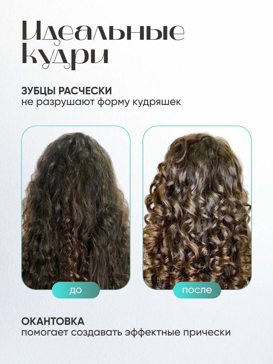 Изображение Расческа массажная для укладки кудрявых волос REVOLUT, голубая