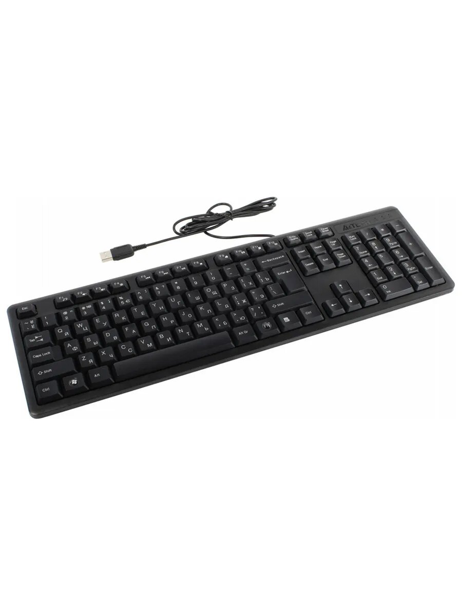Клавиатура проводная для компьютера A4TECH KK-3, USB, 104 кнопки, черная