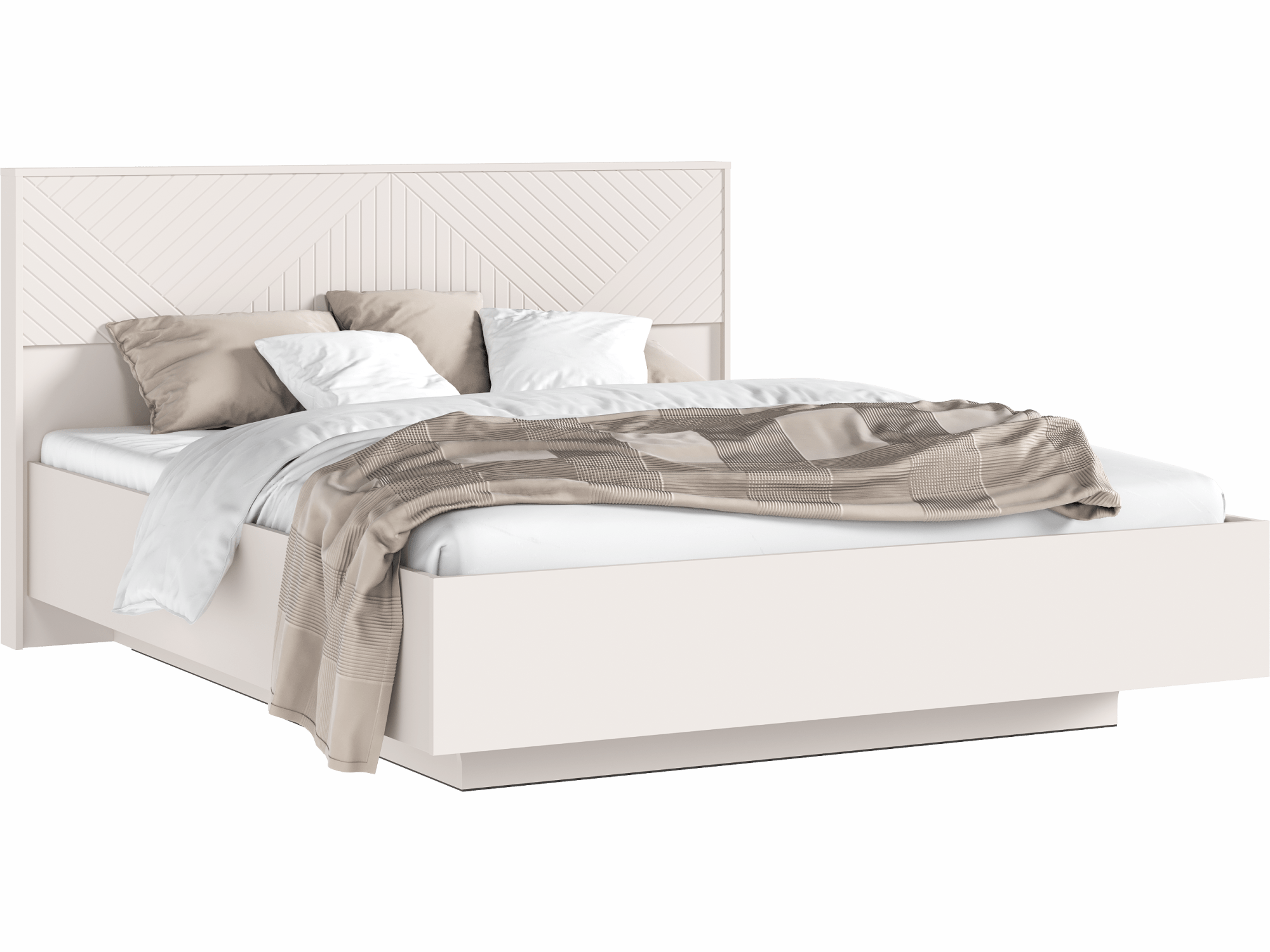 Кровать парящая с ортопедом металл 160 с подсветкой, кашемир