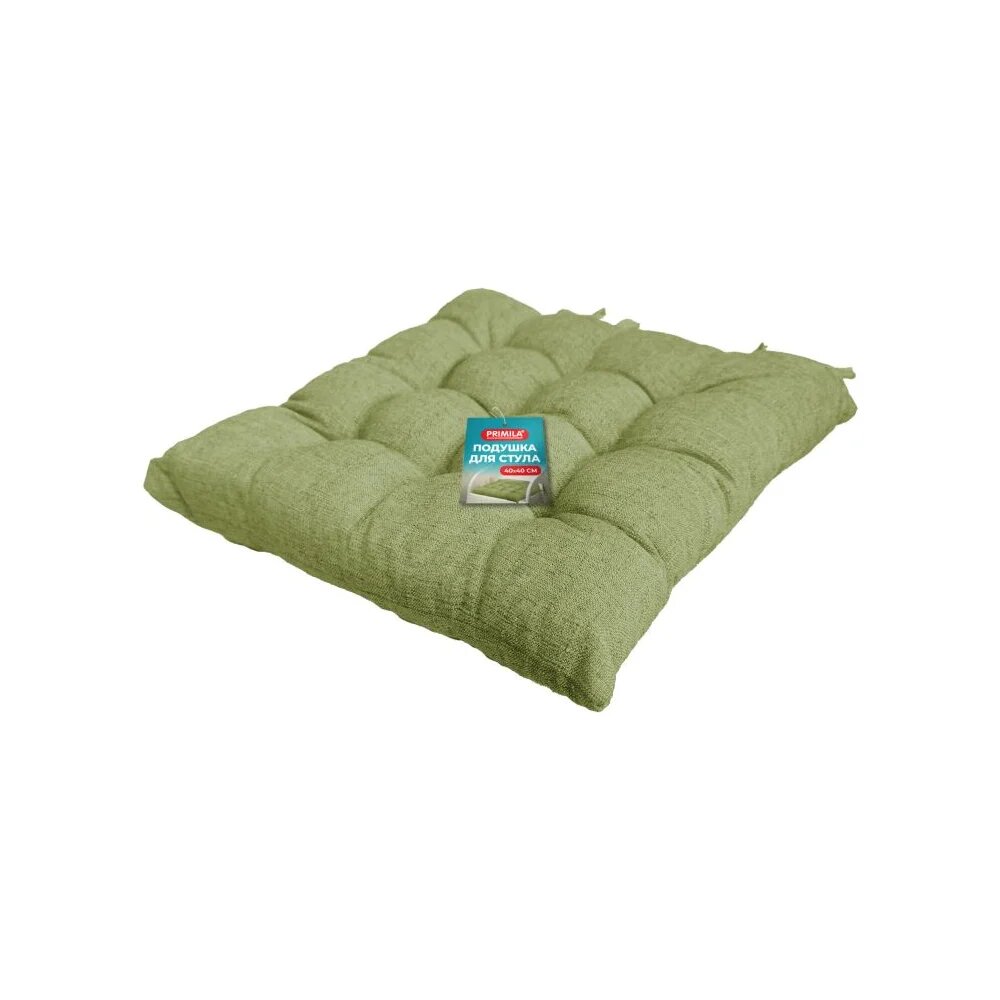 PRIMILA Подушка сидушка на стул рогожка 40x40см полиэстер зеленая LUX 700500
