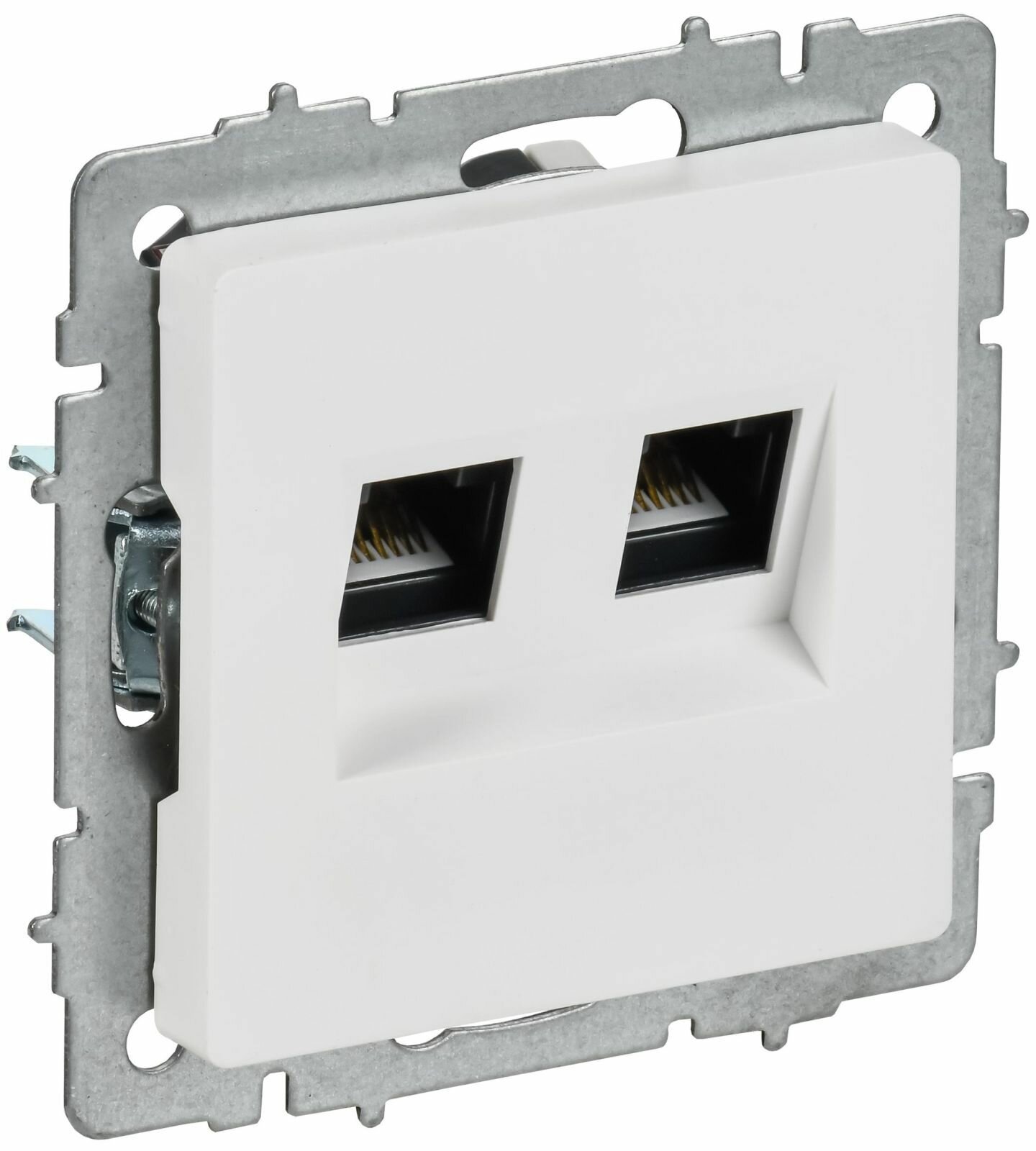 Розетка компьютерная IEK BRITE, двойная, категория 5E, RJ45, арктический белый