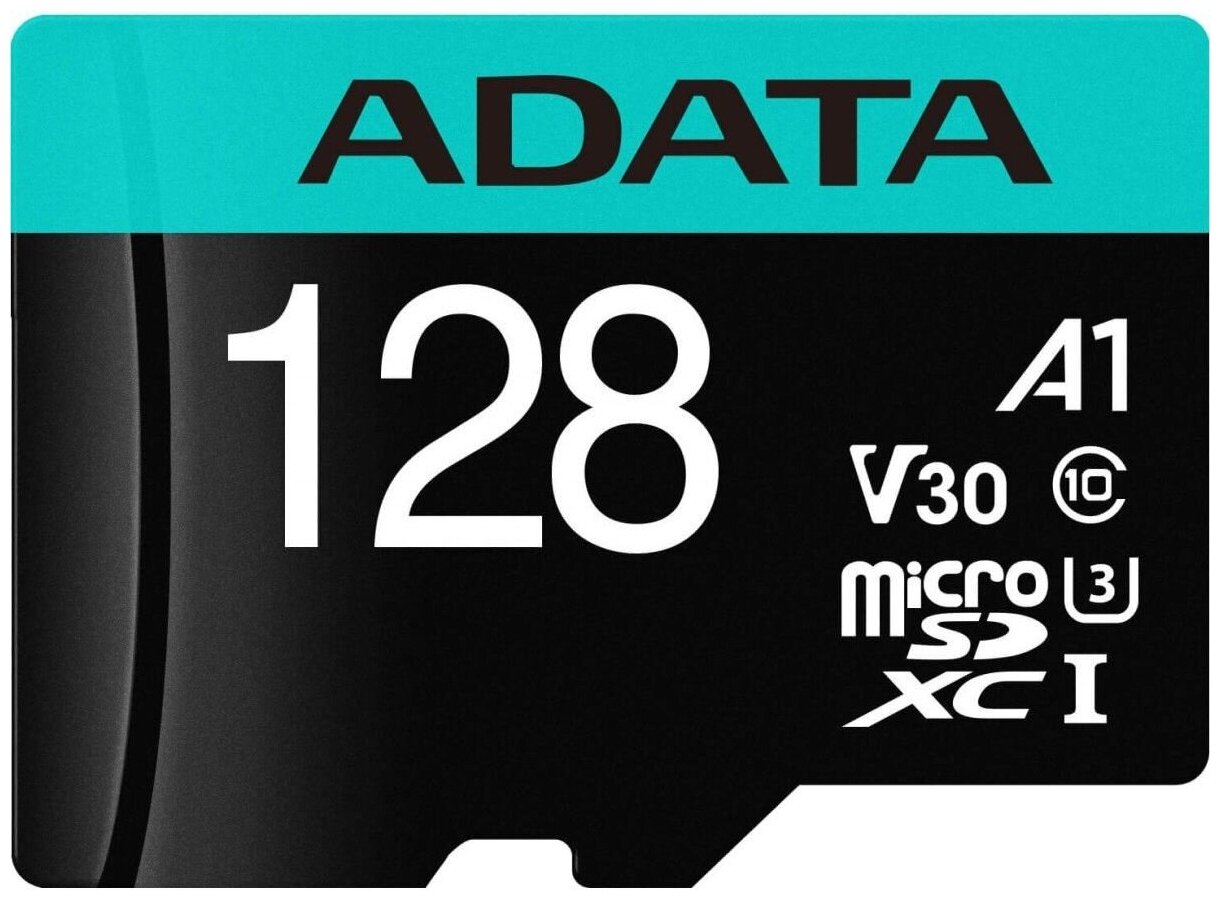 Флеш карта microSDHC 128Gb Class10 A-Data AUSDX128GUI3V30SA2-RA1 + adapter