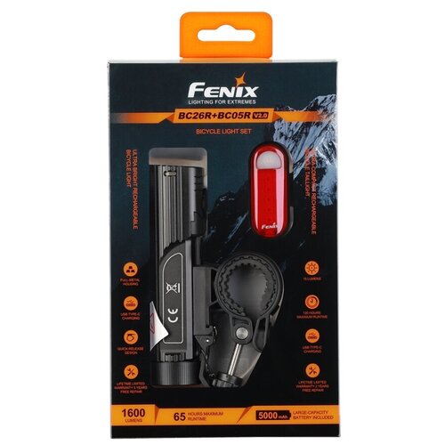 Велофара Fenix BC26R + задний фонарь BC05R v2.0