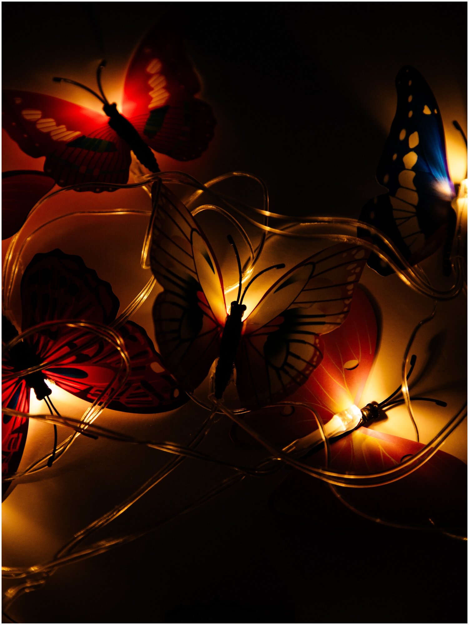 Декоративный светильник, светодиодная электрическая гирлянда, ночник, светящаяся лента бабочки