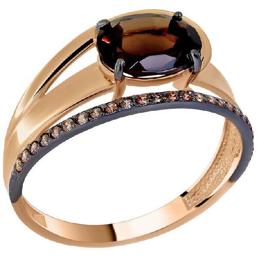 Кольцо Maskom, красное золото, 585 проба, раухтопаз, размер 17.5, золотой, красный кольцо maskom морские глубины