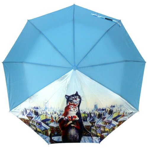 ALMAS зонт женский кошки, 3 сложения, автомат, сатин+полиэстер, купол 100 см. 1051-06