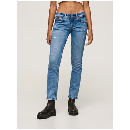 Джинсы Pepe Jeans, прямые, заниженная посадка, стрейч, размер 31, голубой