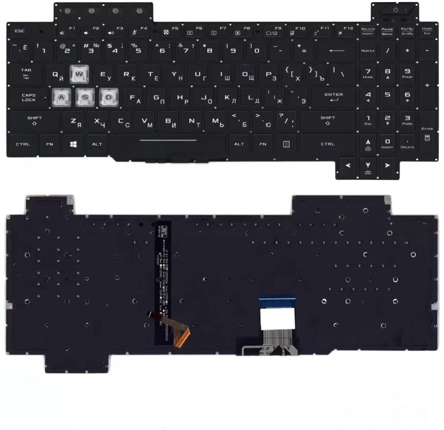 Клавиатура (keyboard) для ноутбука Asus ROG GL704 GL704GM GL704GV GL704GW Strix SCAR II черная c подсветкой