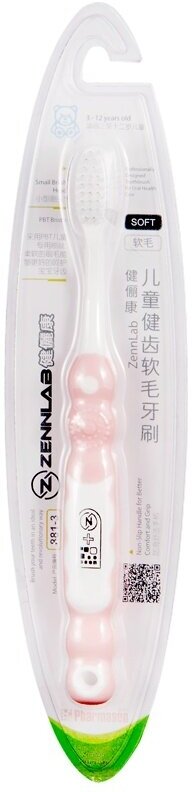 Zennlab Зубная щетка для детей 3-12 лет розовая 1 шт