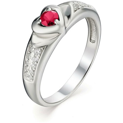 фото Алькор кольцо с рубином и фианитами из серебра 01-1083-00шр-00, размер 16.5