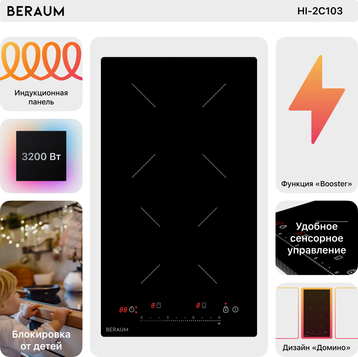 Индукционная варочная панель Beraum HI-2C103 - фотография № 2