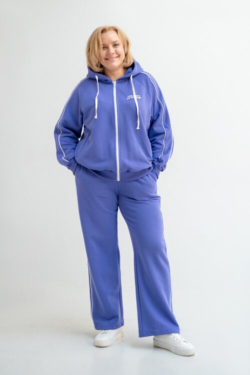 Костюм Modress, олимпийка и брюки, спортивный стиль, прямой силуэт, манжеты, карманы, размер 70, фиолетовый