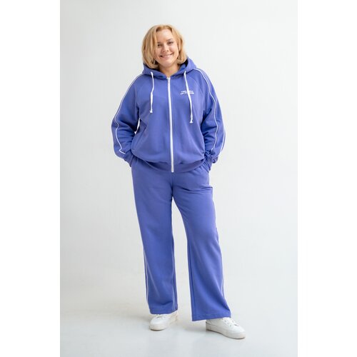 Костюм Modress, олимпийка и брюки, спортивный стиль, прямой силуэт, манжеты, карманы, размер 70, фиолетовый