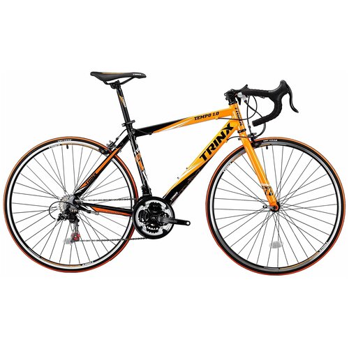 Шоссейный велосипед TRINX Tempo 1.0 21 скорость Чёрно-Оранжевый на рост 165-180 взрослый/подростковый/мужской/женский