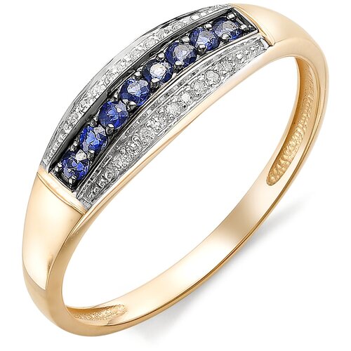 фото Алькор кольцо с бриллиантами, сапфирами из красного золота 12339-102, размер 16.5
