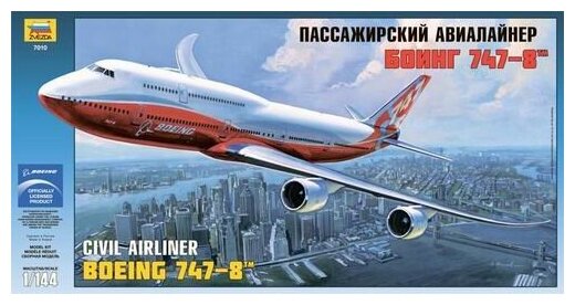 Сборная модель ZVEZDA Пассажирский авиалайнер Боинг 747-8 7010з