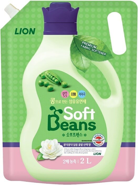 Кондиционер для белья Lion Soft Beans с экстрактом зеленого гороха 2л