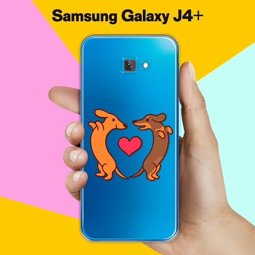 Силиконовый чехол на Samsung Galaxy J4+ 2 таксы / для Самсунг Галакси Джей 4 Плюс 2018 силиконовый чехол на samsung galaxy j4 самсунг джей 4 плюс прозрачный