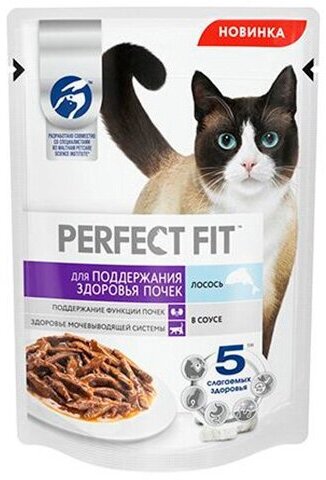 Паучи Перфект Фит для кошек для Поддержания здоровья почек Лосось в соусе (цена за упаковку) 75г х 28шт