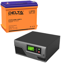 Интерактивный ИБП Ecovolt SMART 312 в комплекте с аккумулятором Delta DTM 1255 L 12V 300Вт/55А*Ч