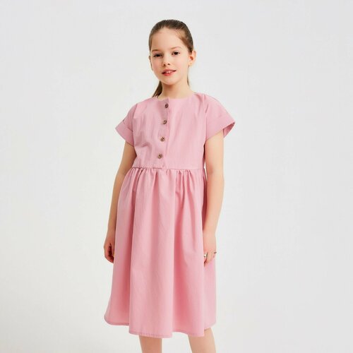 Платье Minaku, хлопок, однотонное, размер 122, розовый, фиолетовый