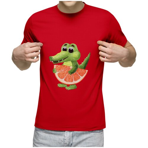 фото Мужская футболка «крокодил и апельсин» (xl, темно-синий) us basic