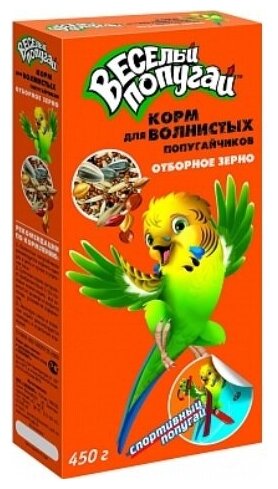 Зоомир "Веселый попугай" корм для волнистых попугаев отборное зерно упаковка, 450 гр