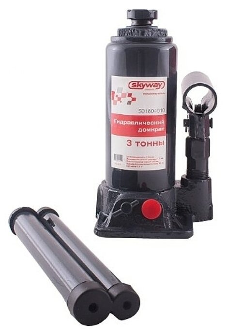 Домкрат Skyway S01804010 3 т бутылочный с клапаном в сумке