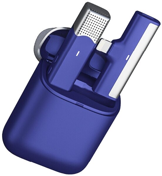 Петличный микрофон Bluetooth SX960 с разъемом Lightning синий