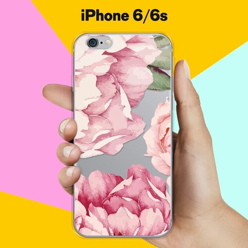 Силиконовый чехол Пионы на Apple iPhone 6/iPhone 6S силиконовый чехол на apple iphone 6 айфон 6 пыльно розовые пионы
