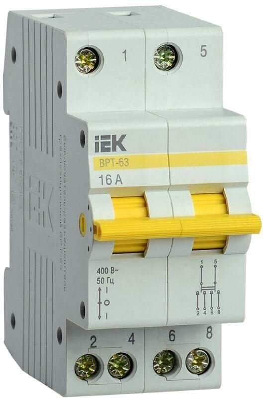 Выключатель-разъединитель трехпозиционный 2п ВРТ-63 16А IEK MPR10-2-016