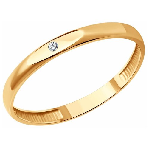 Кольцо обручальное SOKOLOV, красное золото, 585 проба, бриллиант, размер 15 кольцо обручальное из золота 585 пробы с бриллиантом