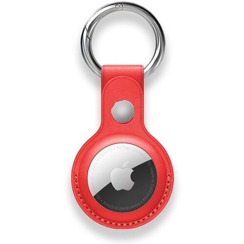 кожаный брелок для airtag apple с кольцом для ключей цвета сиреневая глициния Чехол-брелок для AirTag Красный
