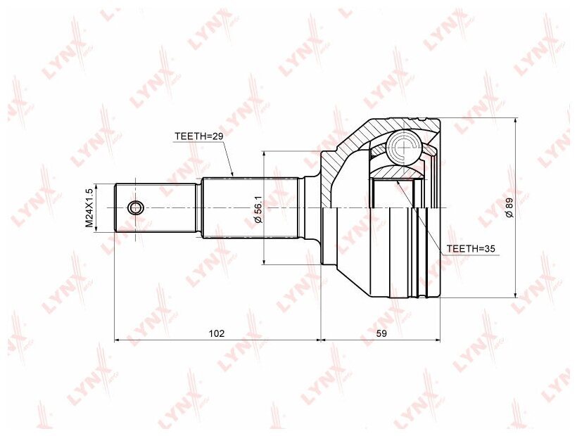 ШРУС наружный перед прав лев LYNXauto CO-3703