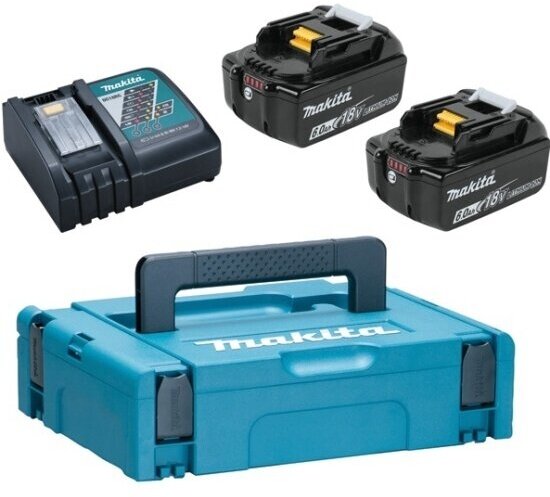 Аккумулятор + зарядное устройство Makita DC18RC-1шт. + BL1860B-2шт, 18V, Li-Ion, 6Ah, MakPac LXT