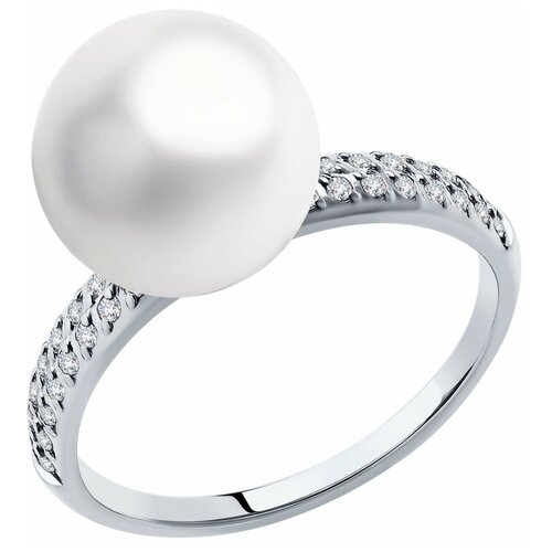 фото Sokolov sokolov кольцо из белого золота с жемчугом и фианитами 791168, размер 19