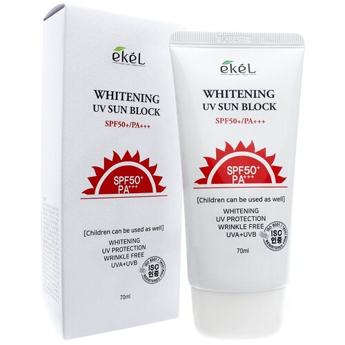 солнцезащитный крем для лица ekel крем солнцезащитный осветляющий whitening uv sun block spf 50 pa Ekel крем Whitening UV Sun Block SPF 50, 70 мл