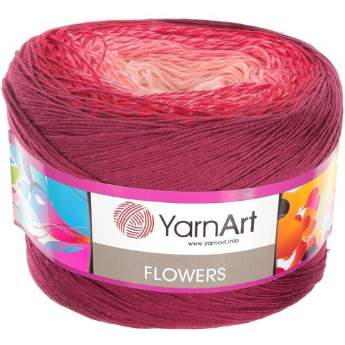 пряжа yarnart flowers коричневый св беж зеленый 272 55%хлопок 45%акрил 1000м 250г 3шт Пряжа YarnArt Flowers бордо-красный-св. розовый (269), 55%хлопок/45%акрил, 1000м, 250г, 3шт