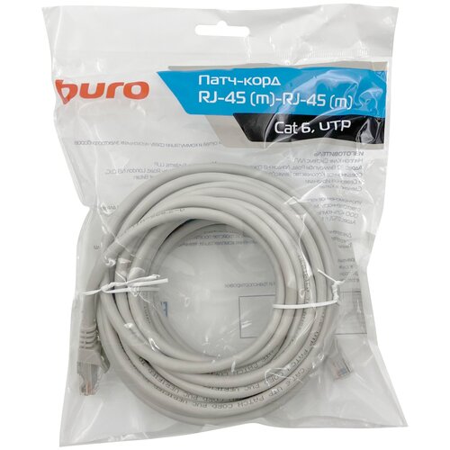 Патч-корд Buro UTP 4 пары cat6 CCA molded 10м серый RJ-45 (m)-RJ-45 (m) патч корд twt twt 45 45 rj 45 m rj 45 m cat6 u utp 2 м 1 шт серый