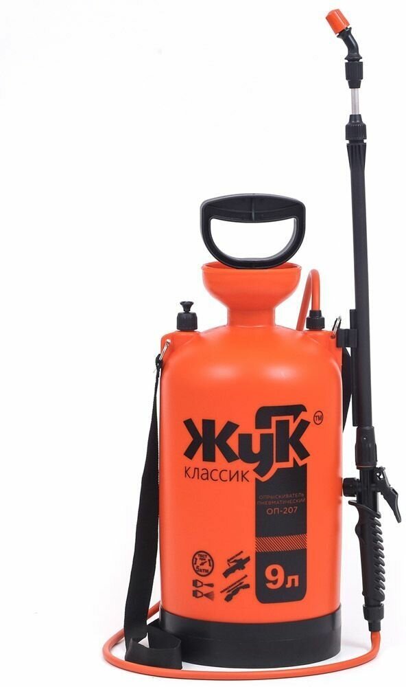 фото Опрыскиватель "ЖУК" ОП-207 9л (бак с цельной горловиной, телескопический брандспойт 650-970 мм, наплечный ремень)