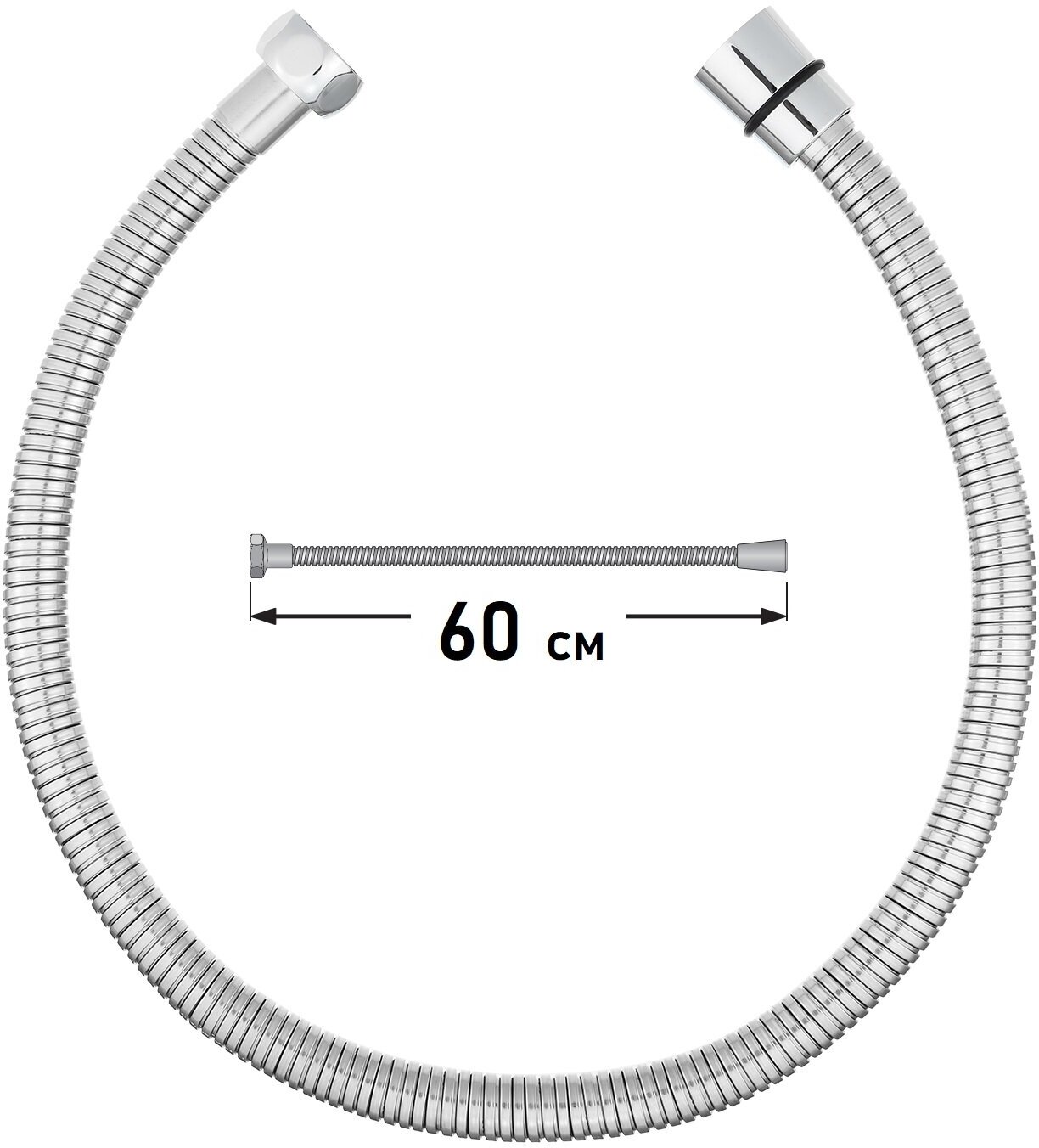 Шланг душевой, длина 60см, нержавеющая сталь, артикул Flex INOX 60