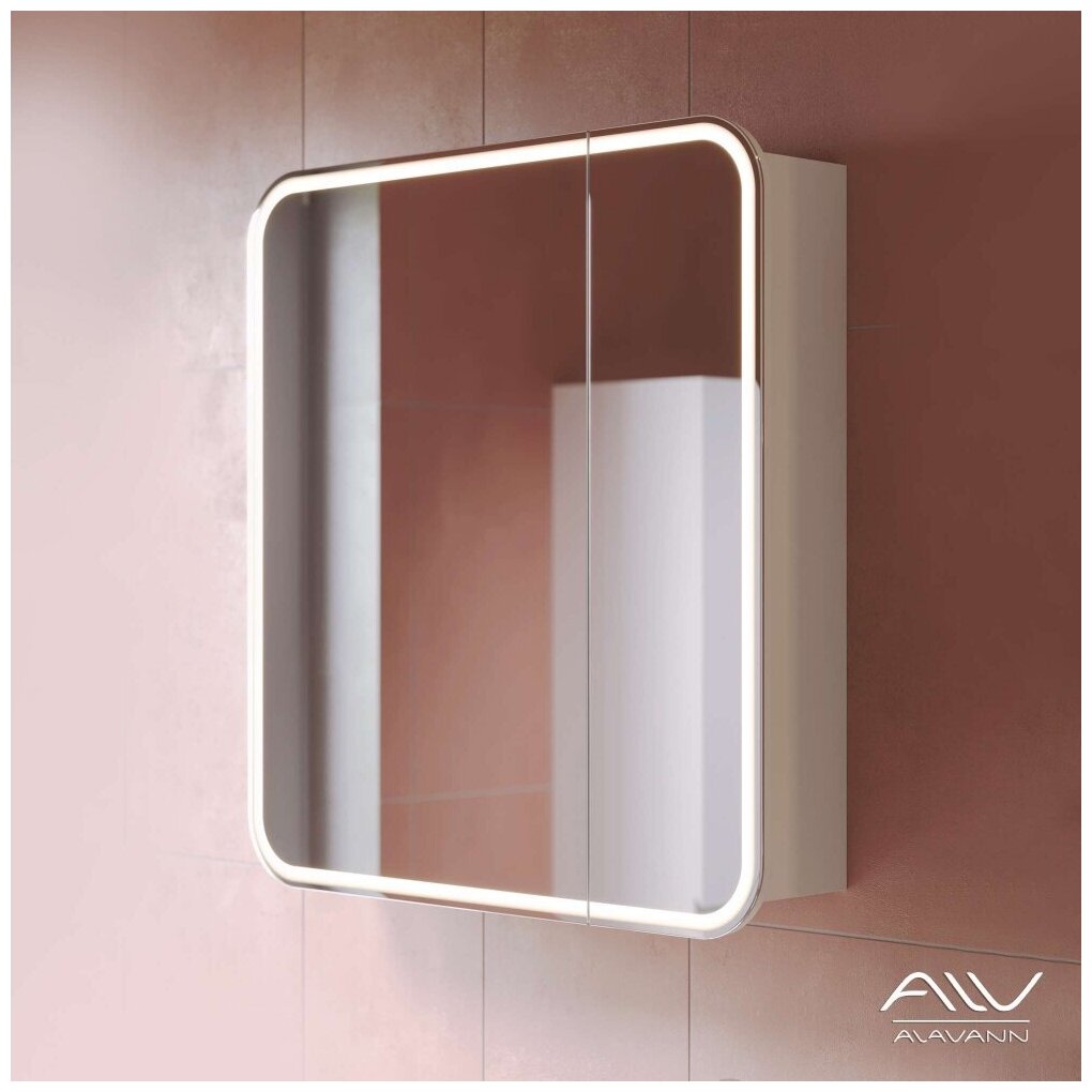 Alavann Зеркальный шкаф Alavann Lana 80 см, с подсветкой, белый