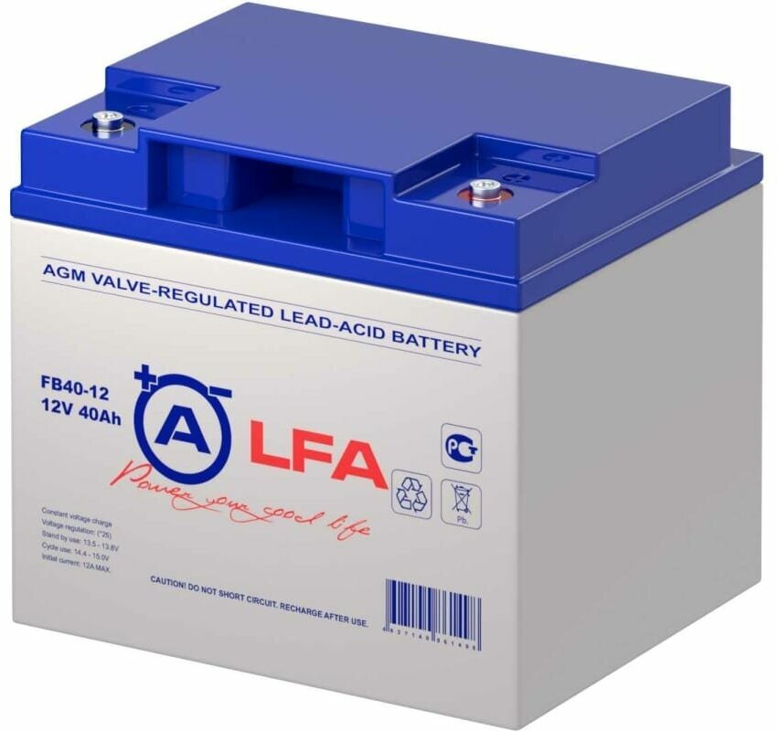 Аккумулятор ALFA FB 40-12 12В 40Ач (12V 40Ah) для ИБП и UPS аккумулятор для детского электромобиля мотоцикла эхолота освещения сигнализации