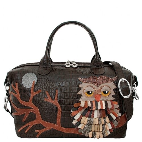 фото Сумка-саквояж protege дс-195 сова коричневая рептилия