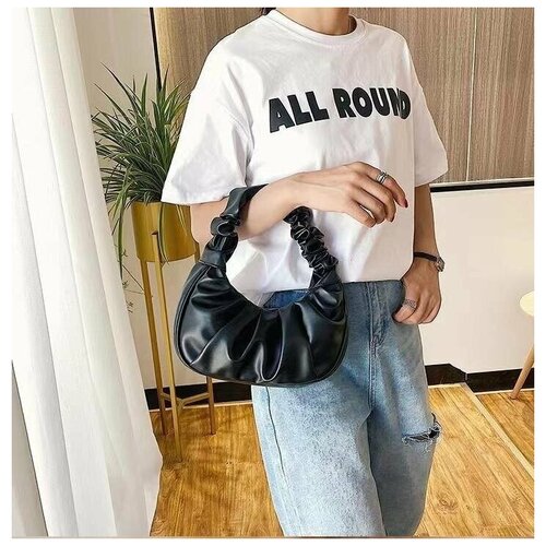 Сумка багет , черный, серый