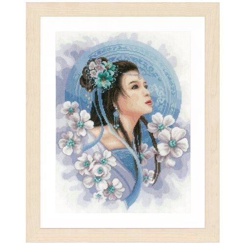 набор для вышивания lanarte ангел с бабочками 33x31 см Lanarte Набор для вышивания Asian lady in blue (Восточная девушка в голубом) (PN-0169168), 41 х 30 см