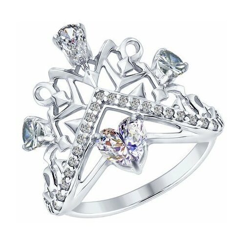 фото Серебряное кольцо sokolov 94012394 с фианитом, размер 17,5 diamant-online