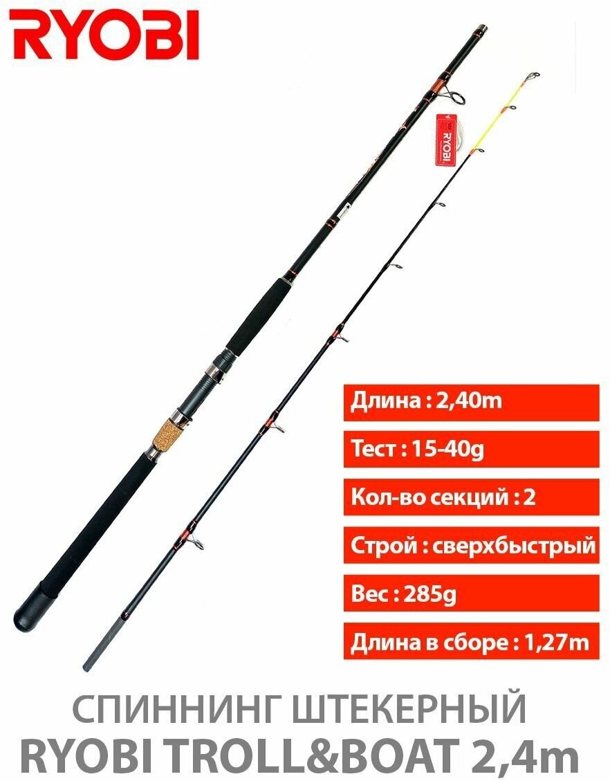 Спиннинг троллинговый штекерный RYOBI TROLL&BOAT 2,40 15-40lb