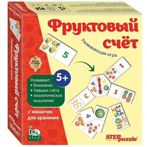 Развивающая игра Step Puzzle Фруктовый счет, из дерева (89847) развивающая игра фруктовый счет крутоверть iq step step puzzle