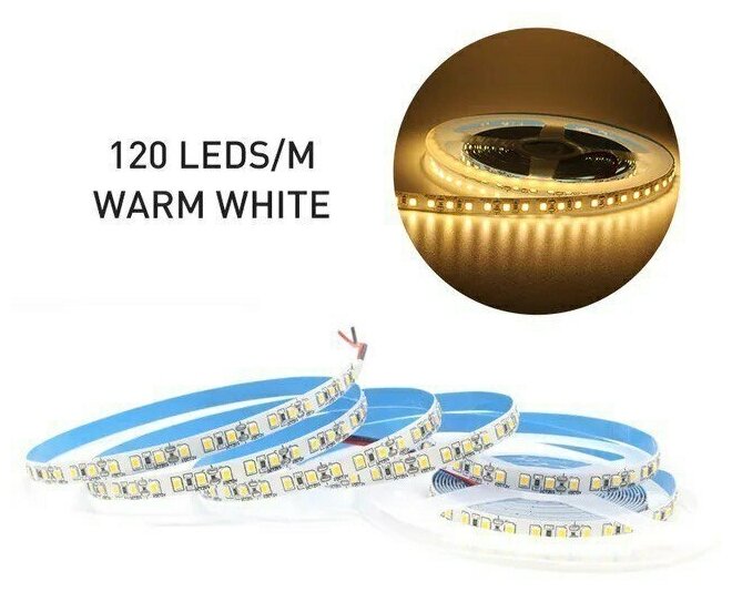 Лента светодиодная MEGALIGHT SMD 2835 120 шт./м 9,6 Вт/м, 12V-600led-48W-5m, 3000K Теплый белый - фотография № 1